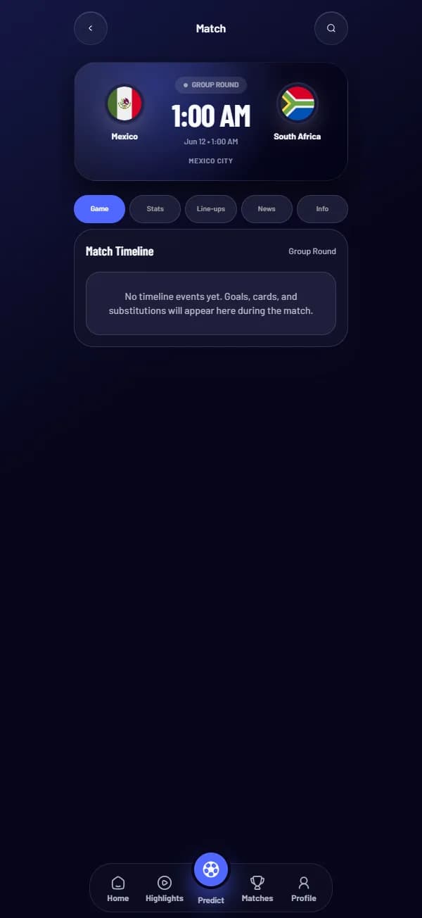 Champion's Arena live match stats screen